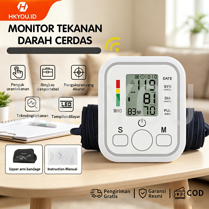 COD Tensimeter Digital Lengan Atas Otomatis Pengukur Tekanan Darah & Denyut Jantung Akurasi Tinggi Dengan Fungsi Suara, Layar LED Besar + Memori Hasil Mudah Digunakan Cocok untuk Lansia & Keluarga, Garansi 12 Bulan