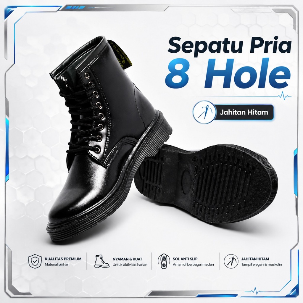 SEPATU BOOT FORMAL HIGH 8 HOLE UNISEX  UK 36-44