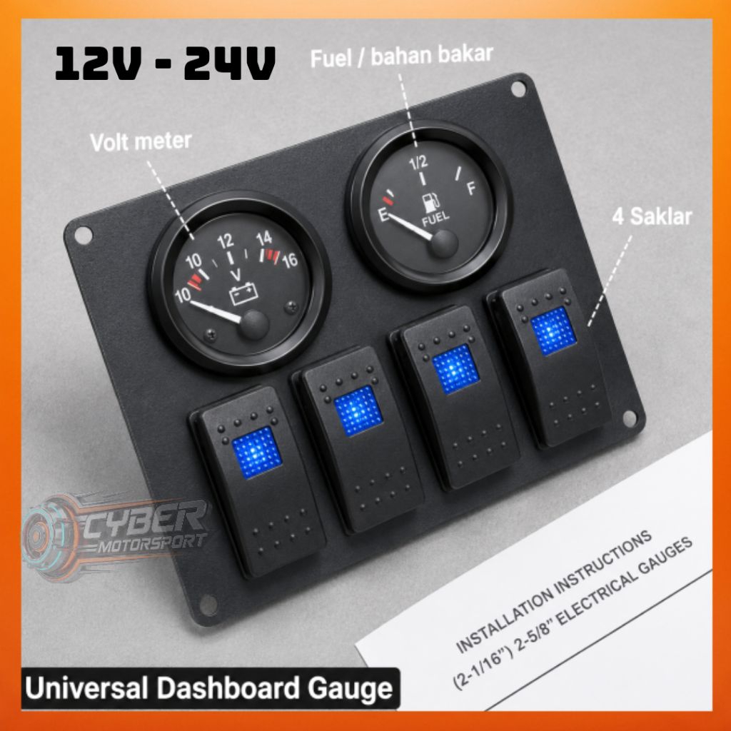 Jual Indikator mobil Temperature plus fuel meter universal ampere ...