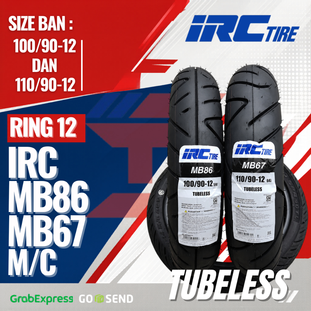 Jual Ban Scoopy IRC Ring 12 Mb86/Mb67 Tubeless (100/90-12 & 110/90-12 ...