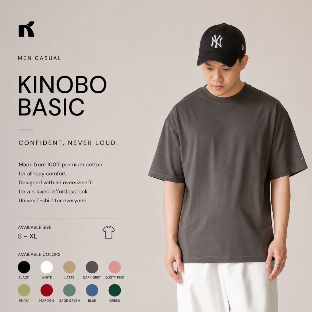 Jual KINOBO | Kaos Polos Basic In Dark Grey - Kaos Oversize Pria Katun ...