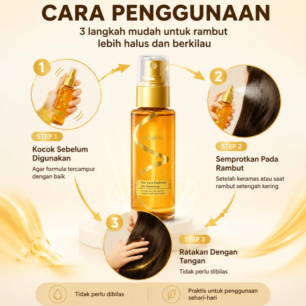 Cara penggunaan hair oil spray
