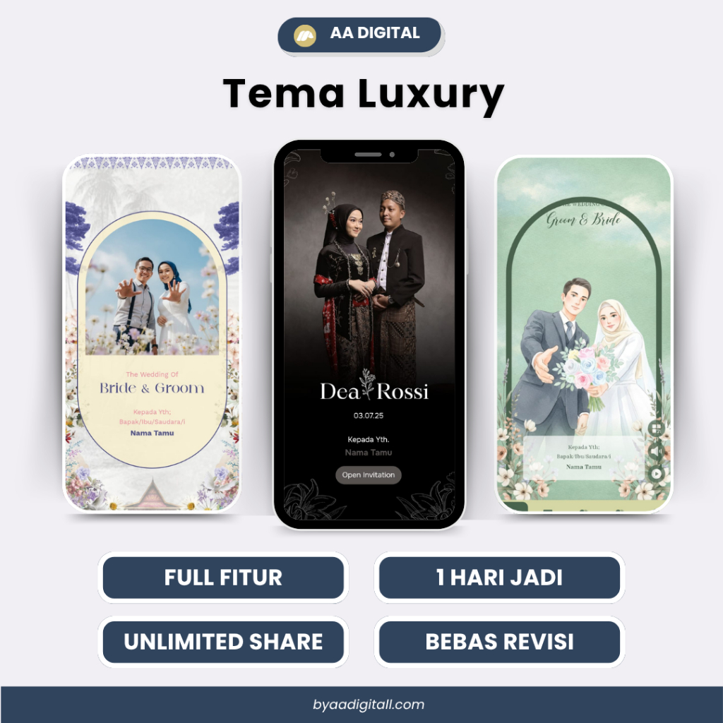 Undangan Digital Website Web Pernikahan Luxury Cantik,Rustic,Elegan,Unik