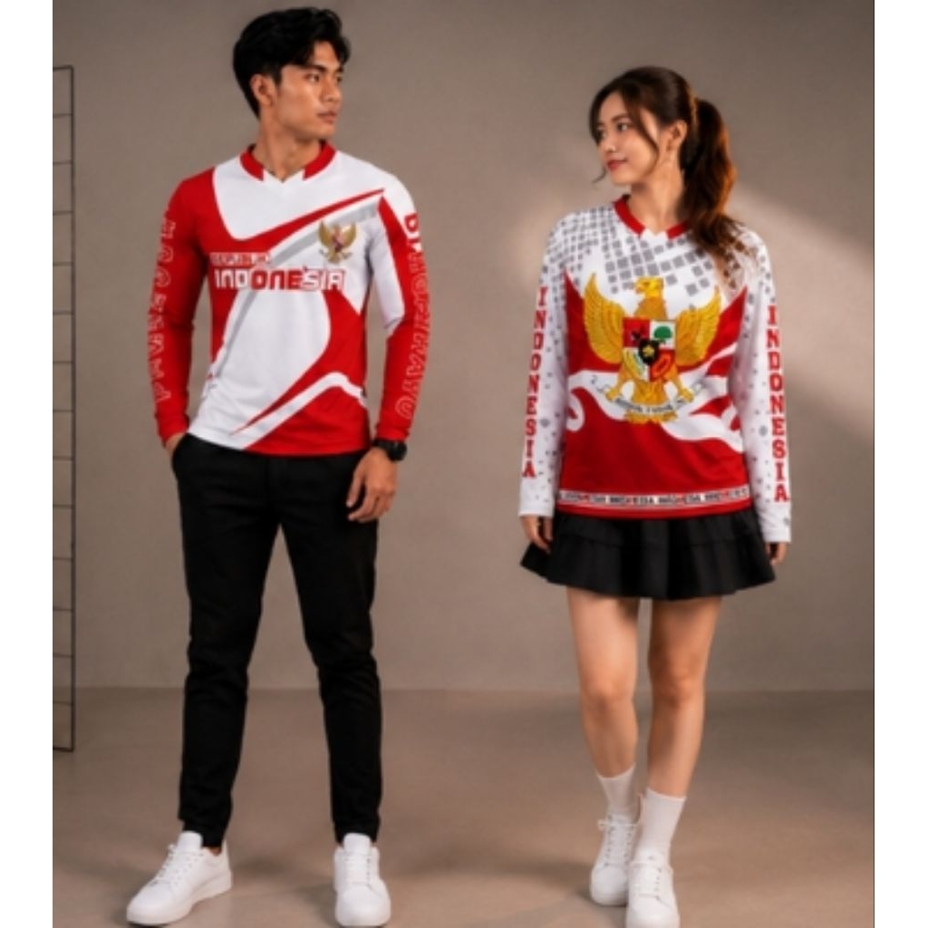 REAL PIC .... BAJU Lengan Panjang Kemerdekaan Indonesia 17 Agustus Bahan Milano IMPORT Premium Full Print Unisex Dewasa