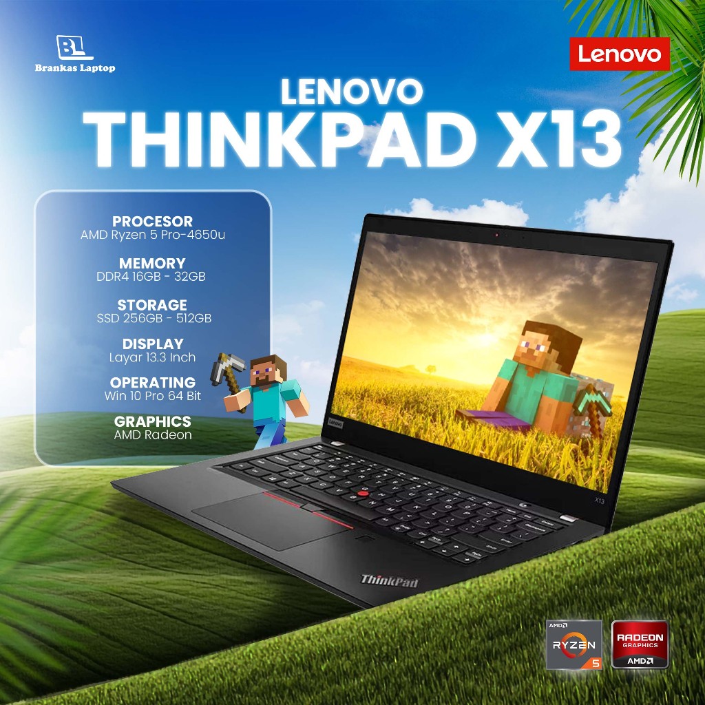 Lenovo Thinkpad X13 i5 / i7 Gen 10 | X13 AMD Ryzen 5 | DDR4 8GB / SSD 256GB | Second Original Dan Murah