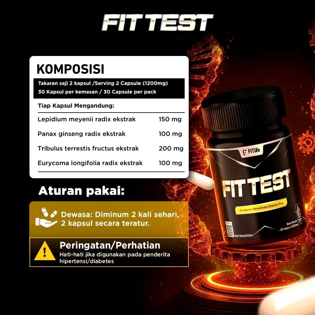 Jual FITLIFE FITTEST 30 Kapsul 600mg Testobooster BPOM & HALAL FIT TEST ...