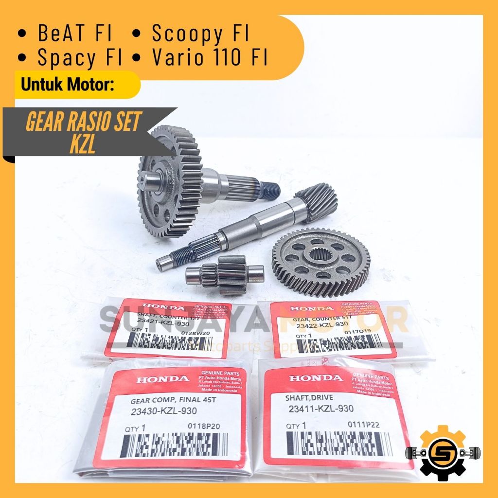 Jual Gear Rasio Set Original Honda KZL Gigi Rasio Beat FI Scoopy Spacy ...