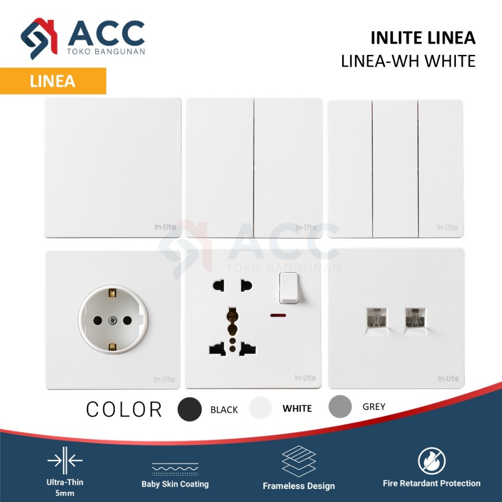 Jual INLITE LINEA WHITE SAKLAR STOP KONTAK LISTRIK WARNA PUTIH | Shopee ...