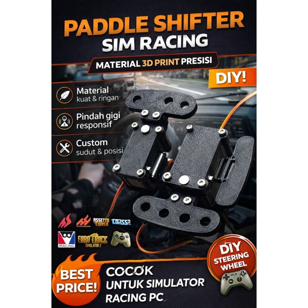 Jual Paddle Shifter Sim Racing 3D Print – DIY Simulator Racing PC ...
