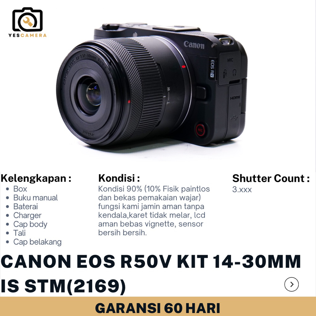 Jual Canon EOS R50V KIT 14-30mm IS STM (Bekas) - 24.2MP, APS-C, Video ...