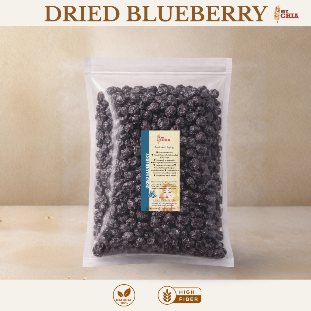 Jual MY CHIA Buah Bluberi Kering 1kg Natural 100% Dried Blueberry ...