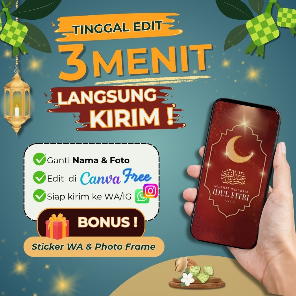 Jual VIDEO UCAPAN IDUL FITRI TEMPLATE CANVA | Ucapan Lebaran Video | 7 ...