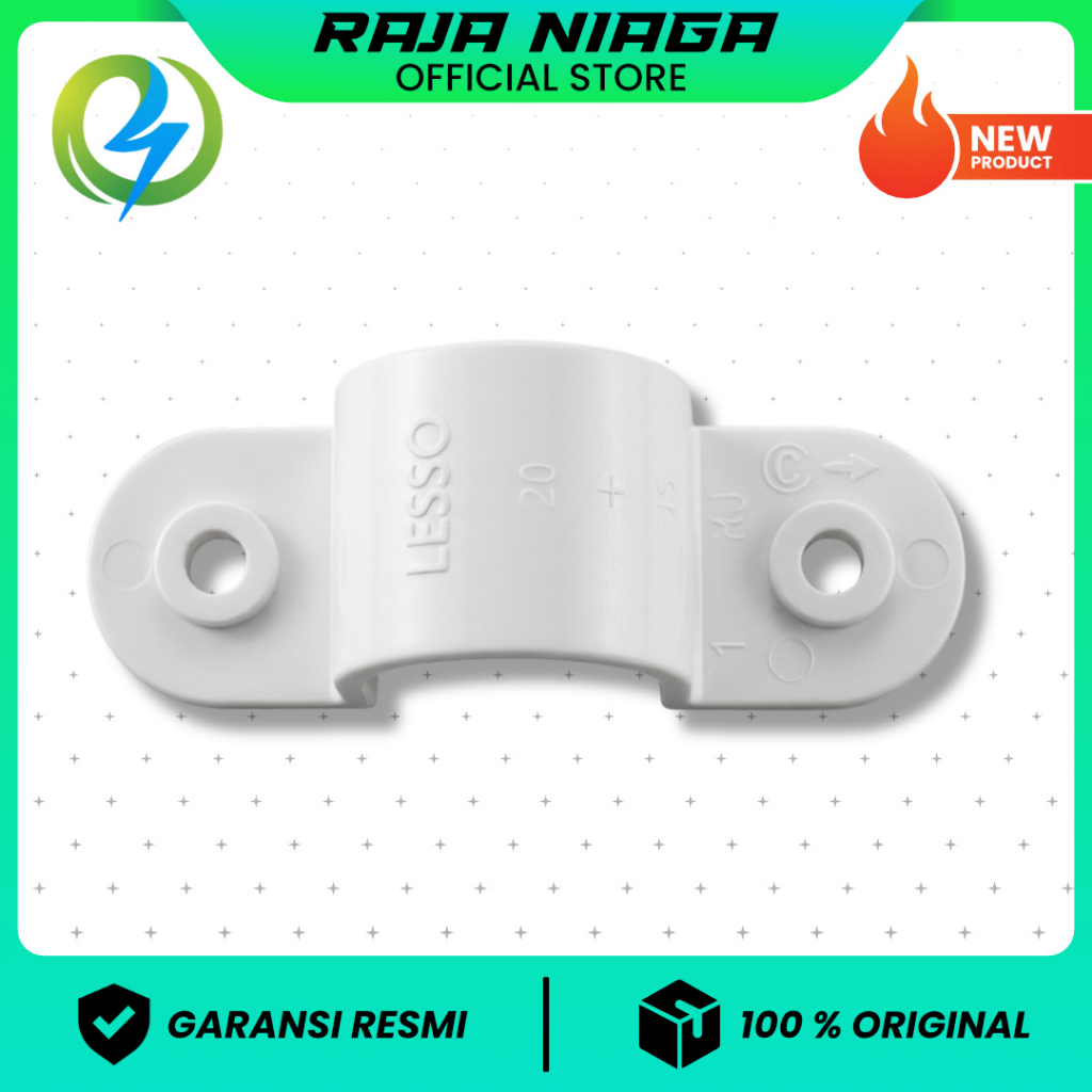Jual Klem Pipa Lesso 20mm Putih - Clamp Penjepit Pipa Listrik Conduit ...