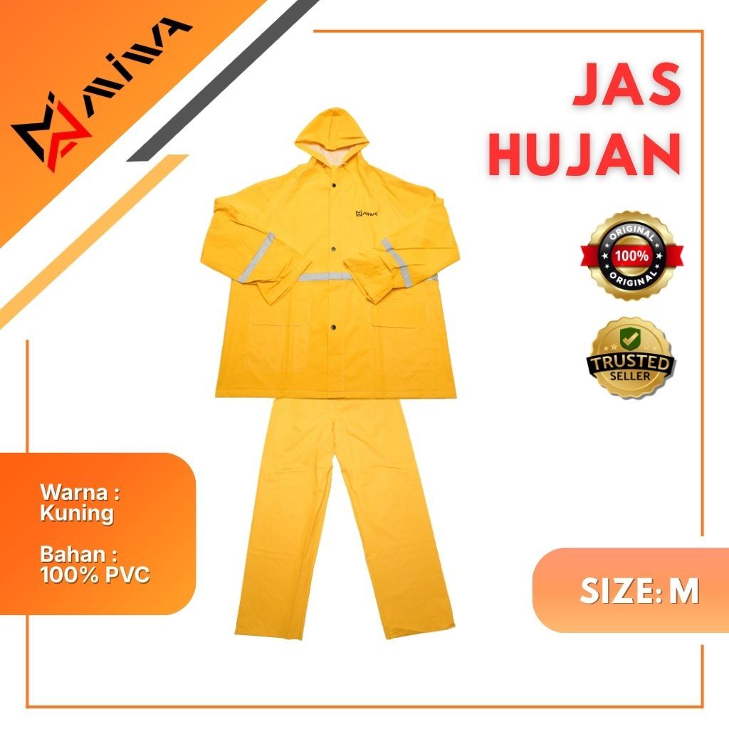 Jual Jas Hujan Berkualitas MIWA warna kuning Bahan Tebal | Shopee Indonesia