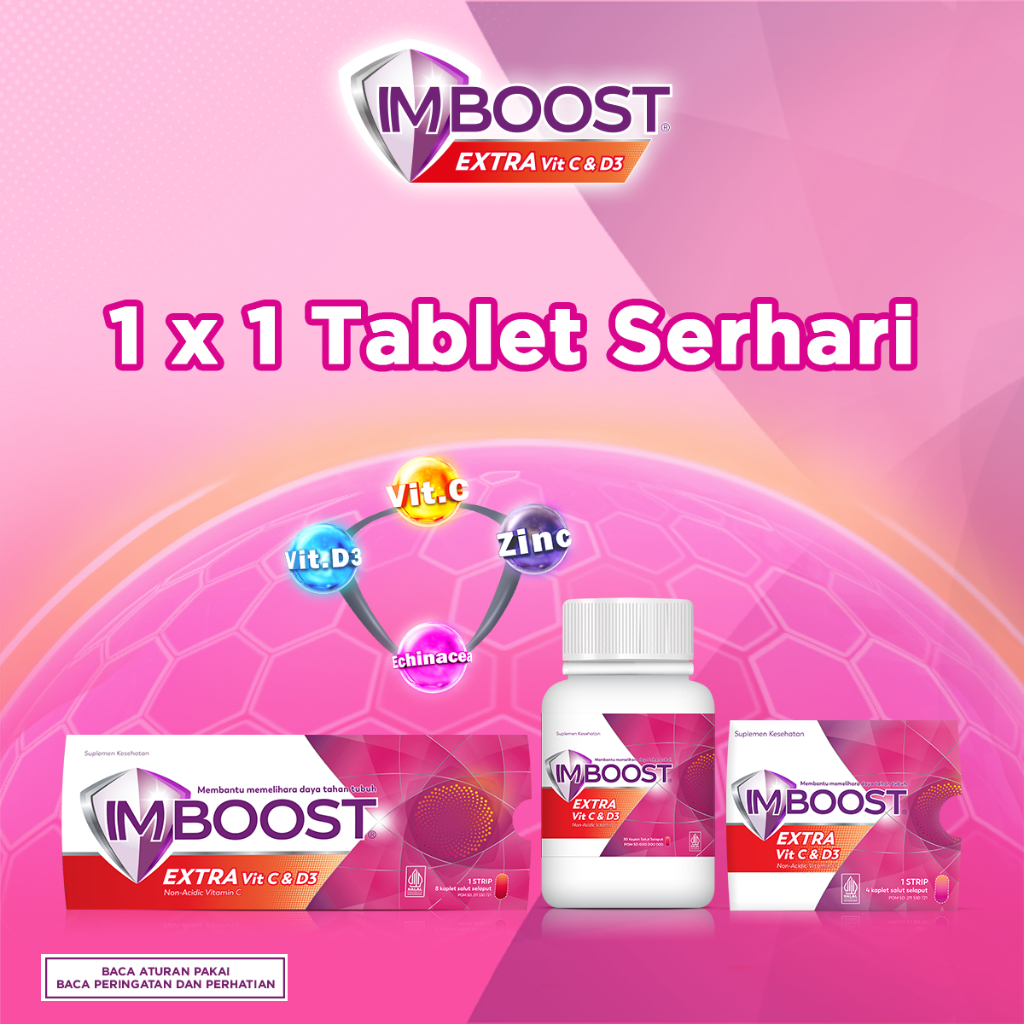 Jual Imboost Extra Vit C & D3 Suplemen Tablet Daya Tahan Tubuh Non ...
