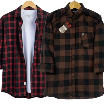 Paket Hemat 90Ribu Dapat 2 Pcs Kemeja Flanel Pria Lengan Panjang Distro Flanel Motif Kotak Pria