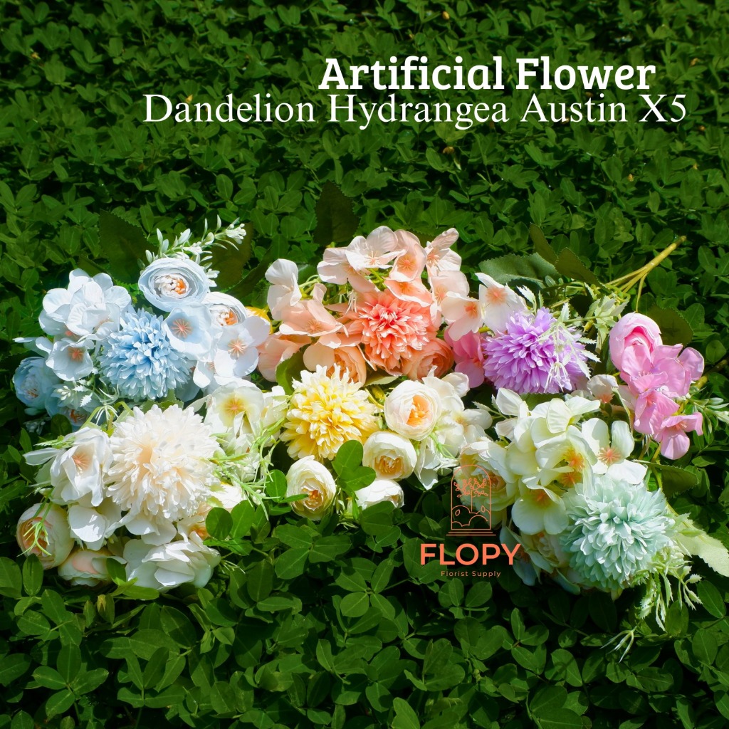 Jual FLOPY [5 Cabang ] Artificial Dandelion Hydrangea Austin X5 / Bunga ...