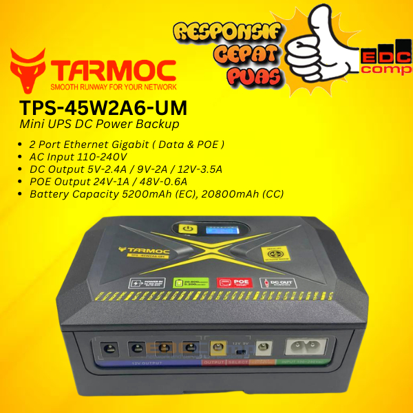 Jual Tarmoc TPS-45W2A6-UM | Mini UPS DC Power Supply USB 5V/2.4A, 9V/2A ...