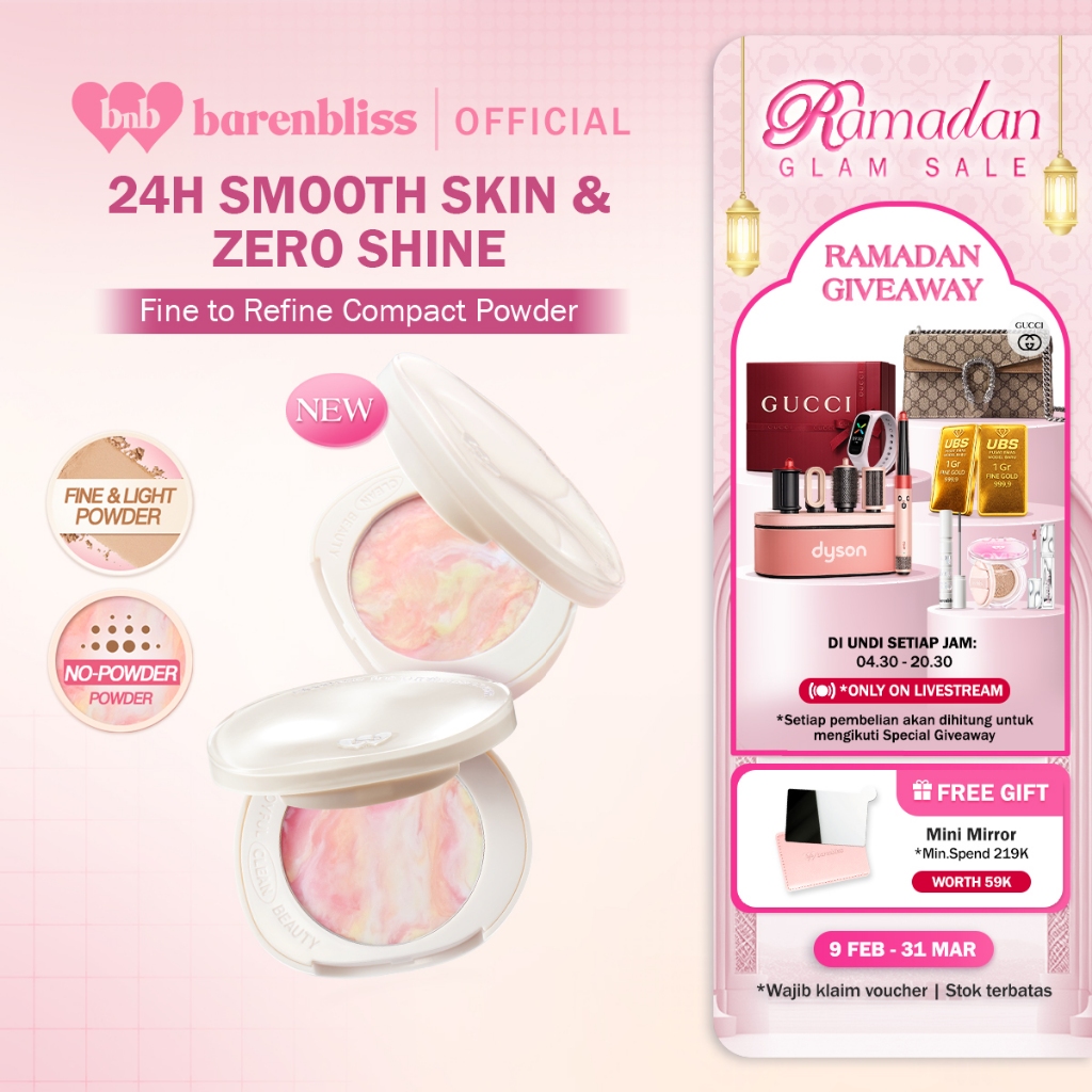 Jual [NEW SHADE] BNB barenbliss Bloomatte Fine to Refine Compact Powder ...