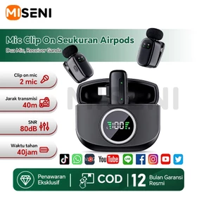 MISENI Dual Mic Wireless Lavalier Microphone Ultra Mini Clip On Mic AI Noise Reduction Low