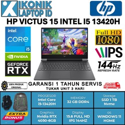 Laptop Gaming Baru HP Victus 15 Intel Core i5 Ram 32GB SSD 2TB RTX4050-6GB 15.6" FHD IPS Windows 11