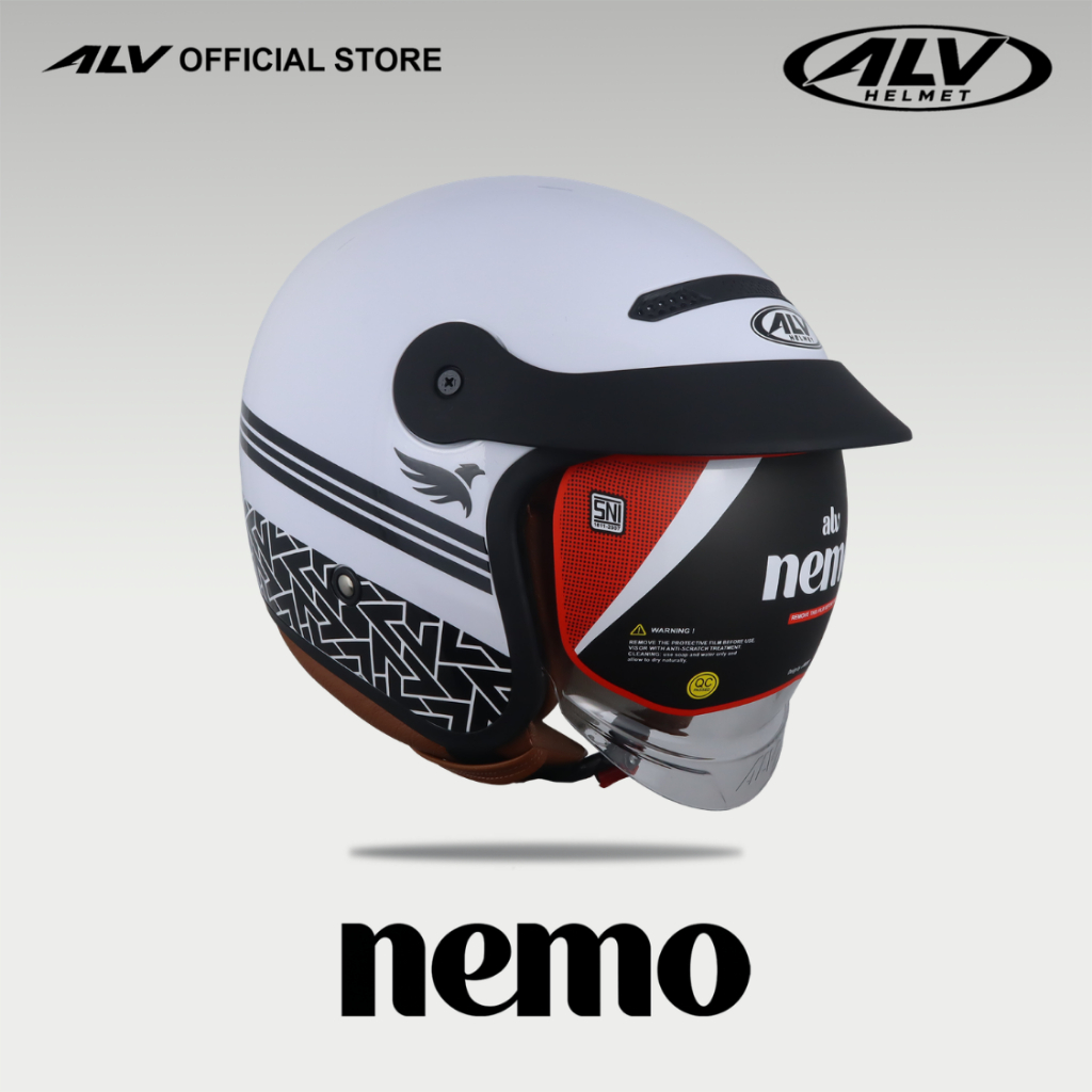 Jual HELM ALV NEMO STRIP WHITE HALF FACE ORIGINAL - SNI - MICROLOCK ...