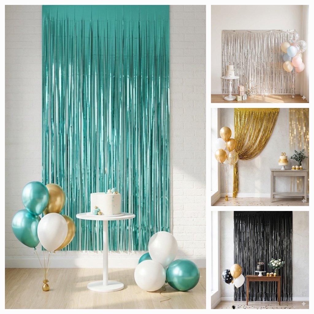 Jual Pesta Seru Dengan Backdrop/Tirai/Rumbai/Slinger/Curtain Foil ...