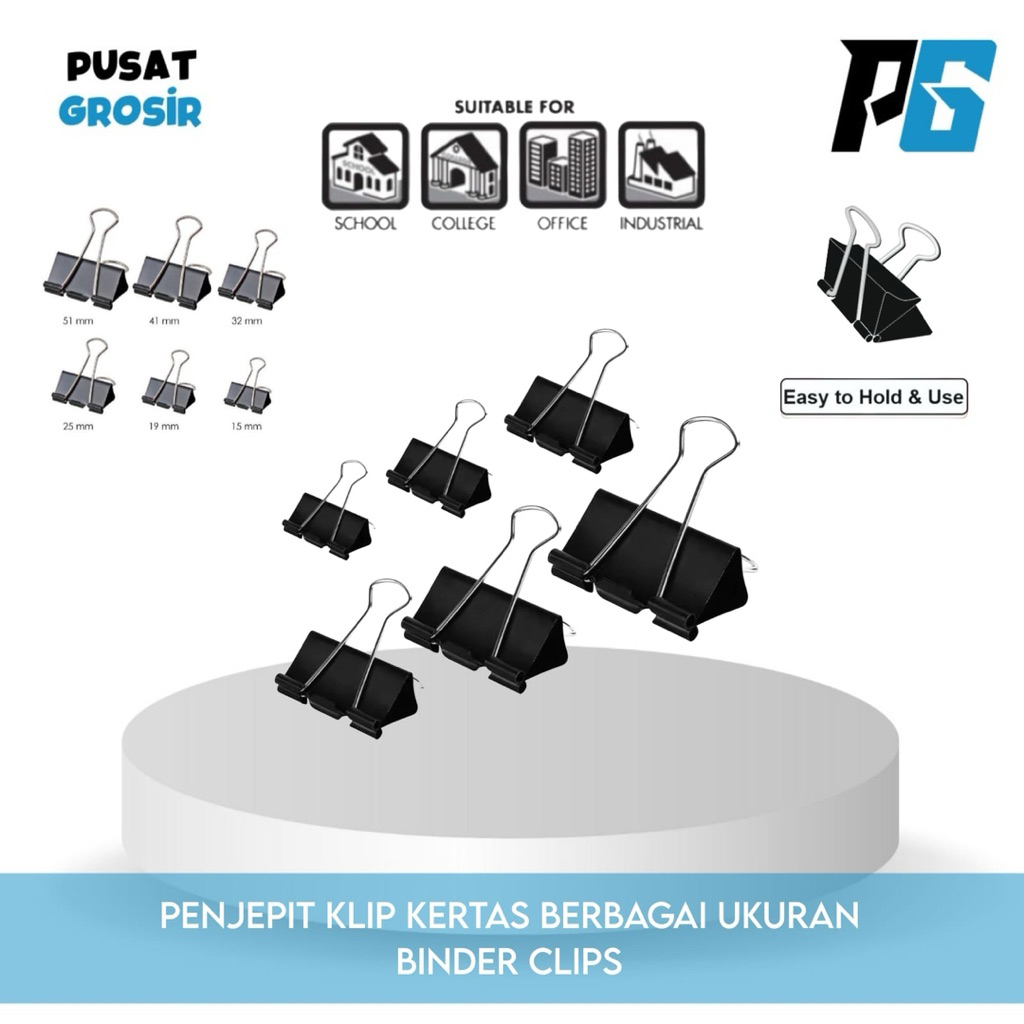 Jual Binder Clips Klip Dokumen jepit Kertas Kecil Sedang Besar clip ...