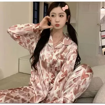LL3 Setelan Baju Tidur Piyama Wanita Dewasa Satin Premium Lengan Panjang Celana Panjang