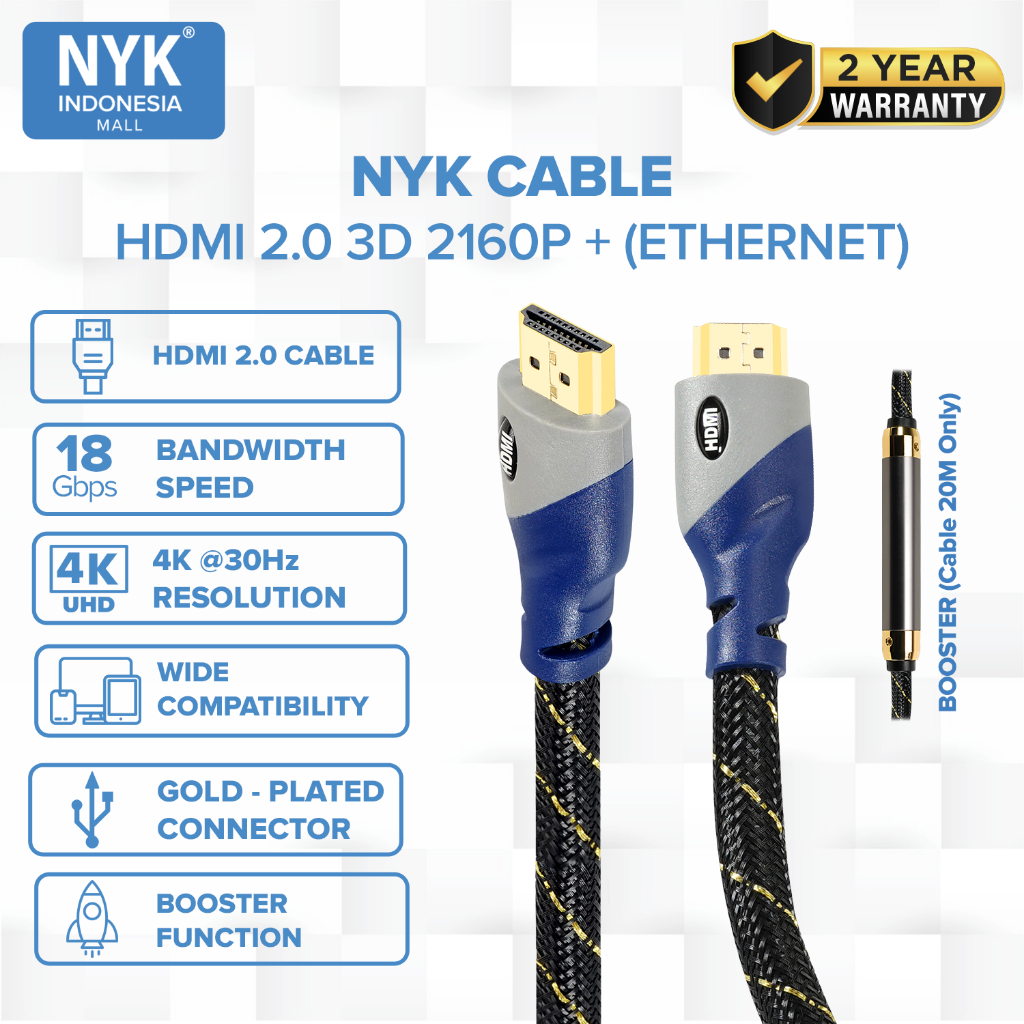 NYK Kabel HDMI v2.0 Support 2160P/1080P High Speed Quality COD