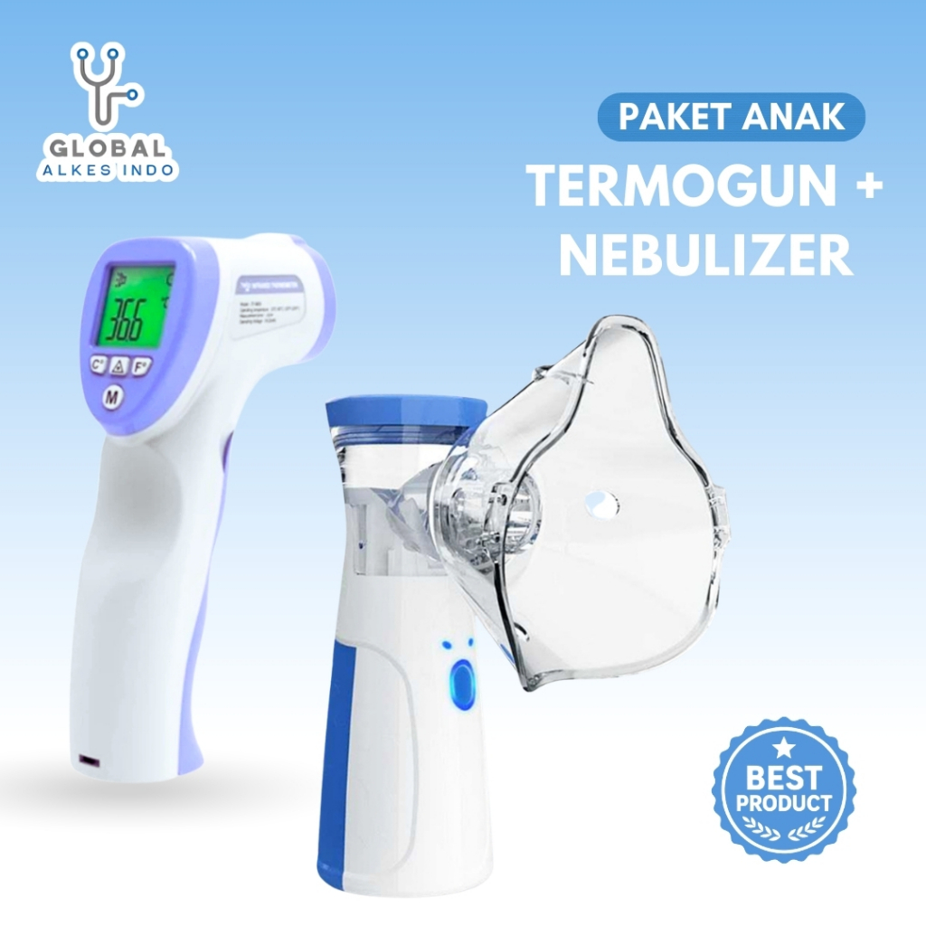 Jual Paket Bundling Hemat 2 In 1 / Nebulizer Portable / Thermometer Gun ...