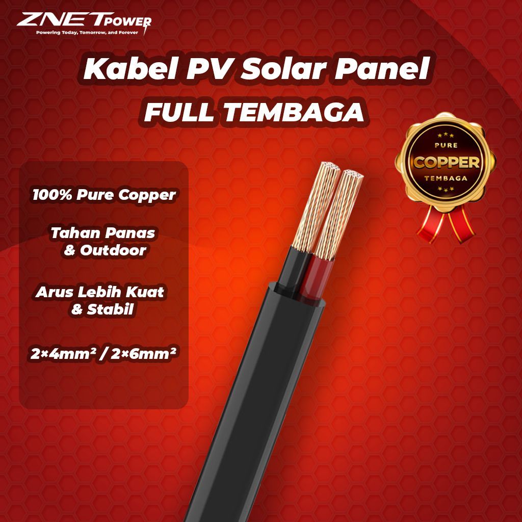 Jual Kabel Solar Panel PV 2x6mm 2x4mm Dual Core Tembaga Copper | Shopee ...