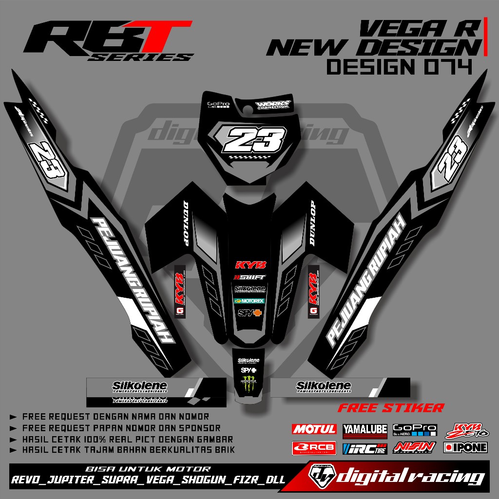 Jual Decal Stiker Motor RBT/GTX VEGA R NEW Stiker Striping Bebek Modif ...