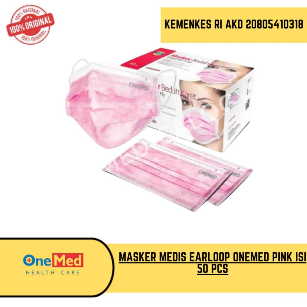 Jual Masker Medis Earloop Onemed pink isi 50 Pcs | Shopee Indonesia