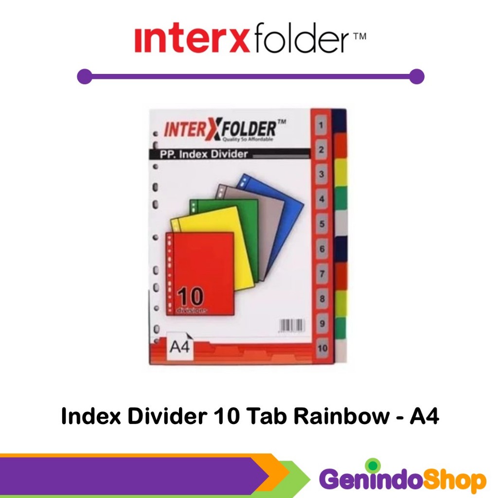 Jual Pembatas Kertas Ordner / Index Divider A4 10 Tab Interxfolder ...