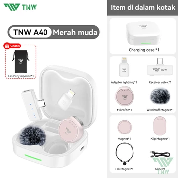 TNW A40 Wireless Microphone 2 In 1 Clip On Mic Magnetic Mikrofon AI Noise Canceling For Vlogger