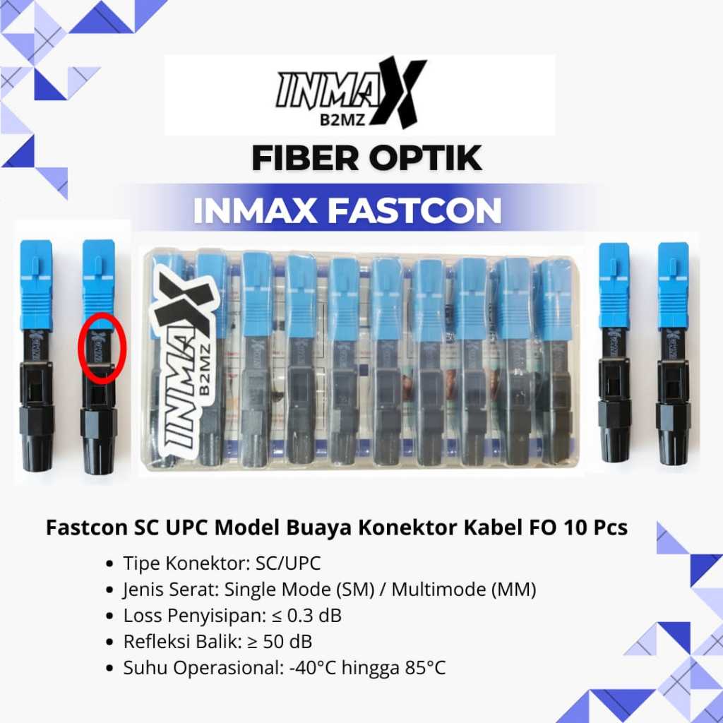 Jual Fastcon SC UPC Biru Fast Konektor Model Buaya INMAX isi 10 Pcs ...