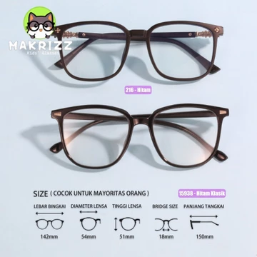 MAKRIZZ Kacamata Trendy Photochromic Anti Radiasi Blueray Minus Kacamata Trendy Bingkai Besar