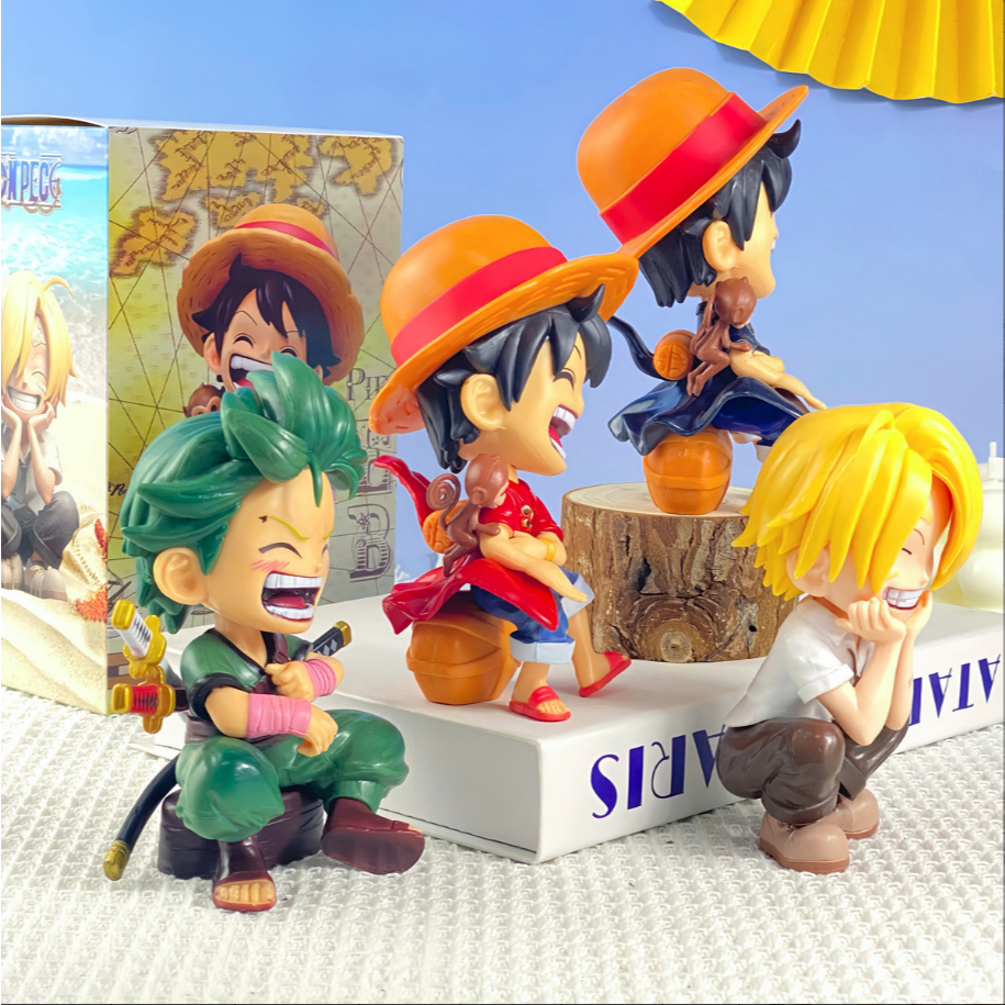 TOON TOYS kartun Figur anime Model One Piece Chibi Collection Figure | Monkey D. Luffy, Roronoa Zoro, Sanji | Anime Action Figure