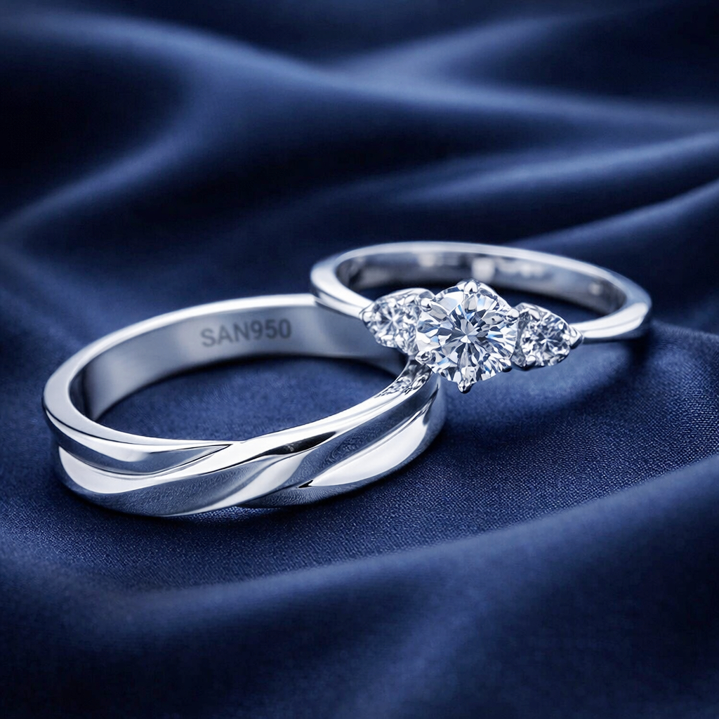 Jual Cincin Nikah Kawin Tunangan SAN950 C456 - Ring Couple Perak 950 ...