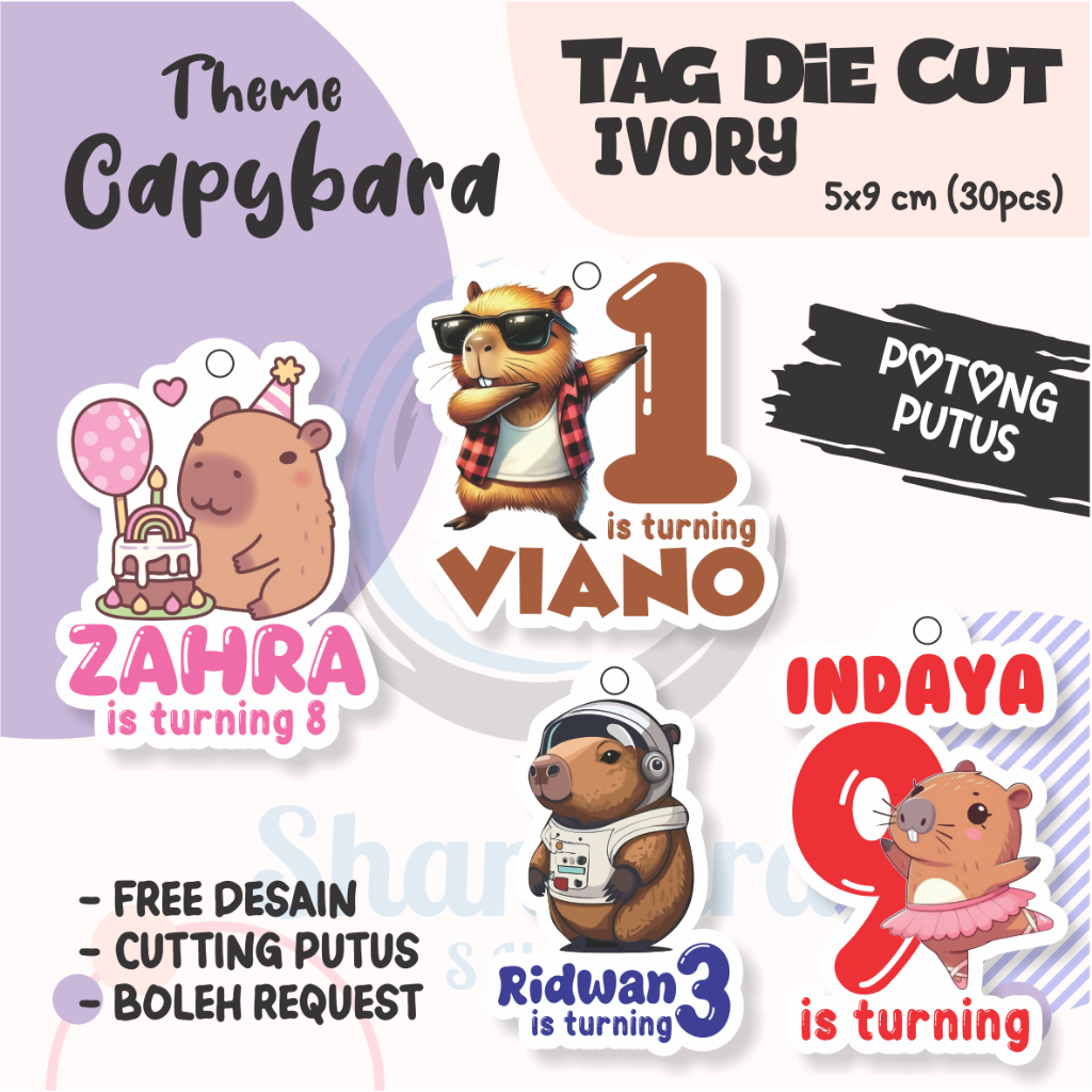 Jual (30pcs) Tag THEME CAPYBARA ( TAG ONLY ) TIDAK TERMASUK TALI / Tag ...