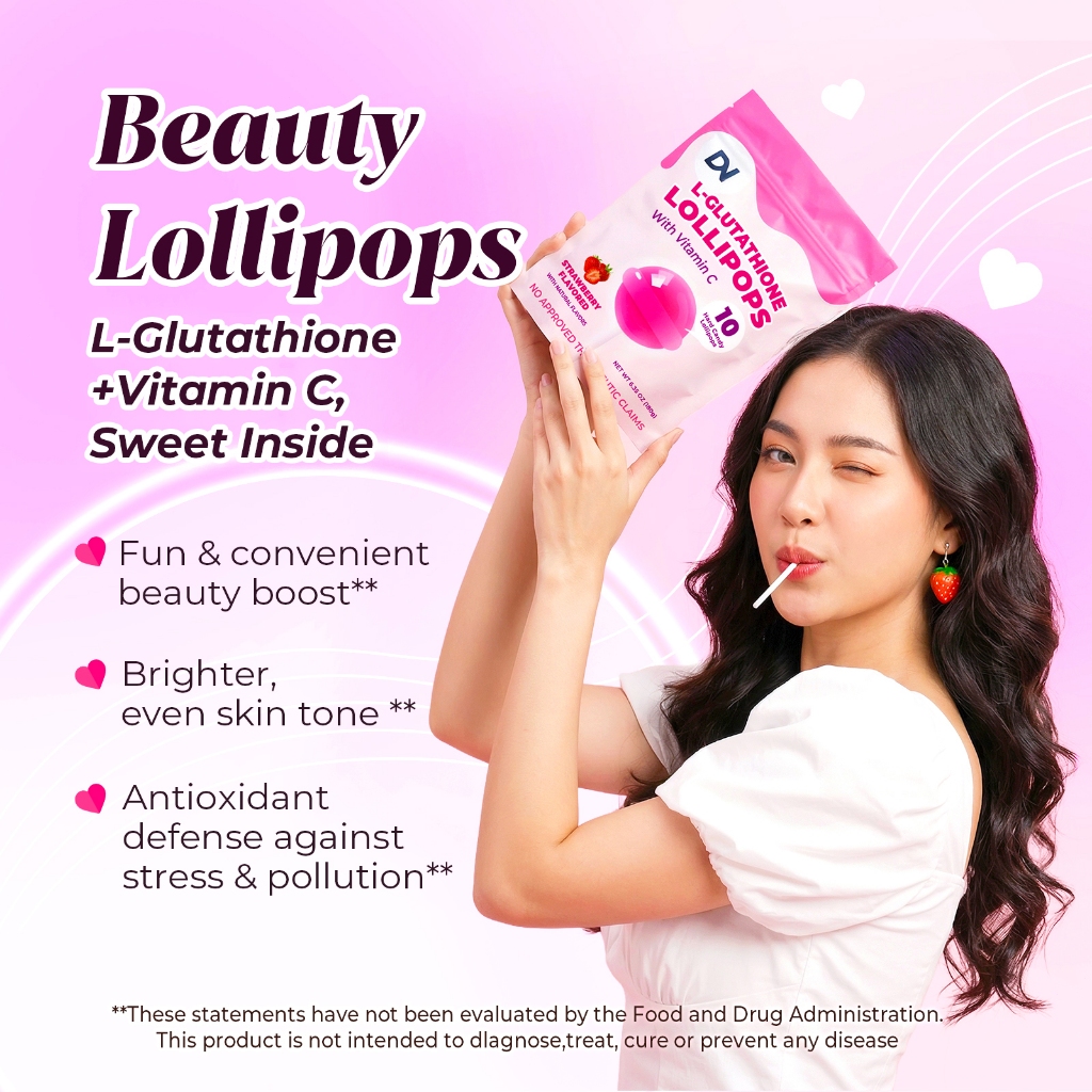 glutathione lollipop Jual DN L-Glutathione Lollipop 10 pcs per bungkus, Rasa Strawberry, Kolagen  Peptida + Vitamin C, Bahan Alami, Suplemen Kecantikan Halal, COD, 2-10  Bungkus