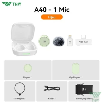 TNW A41 2 IN 1 Wireless Microphone Dual Magnetic Mikrofon Al Noise Reduction Mic Profesional