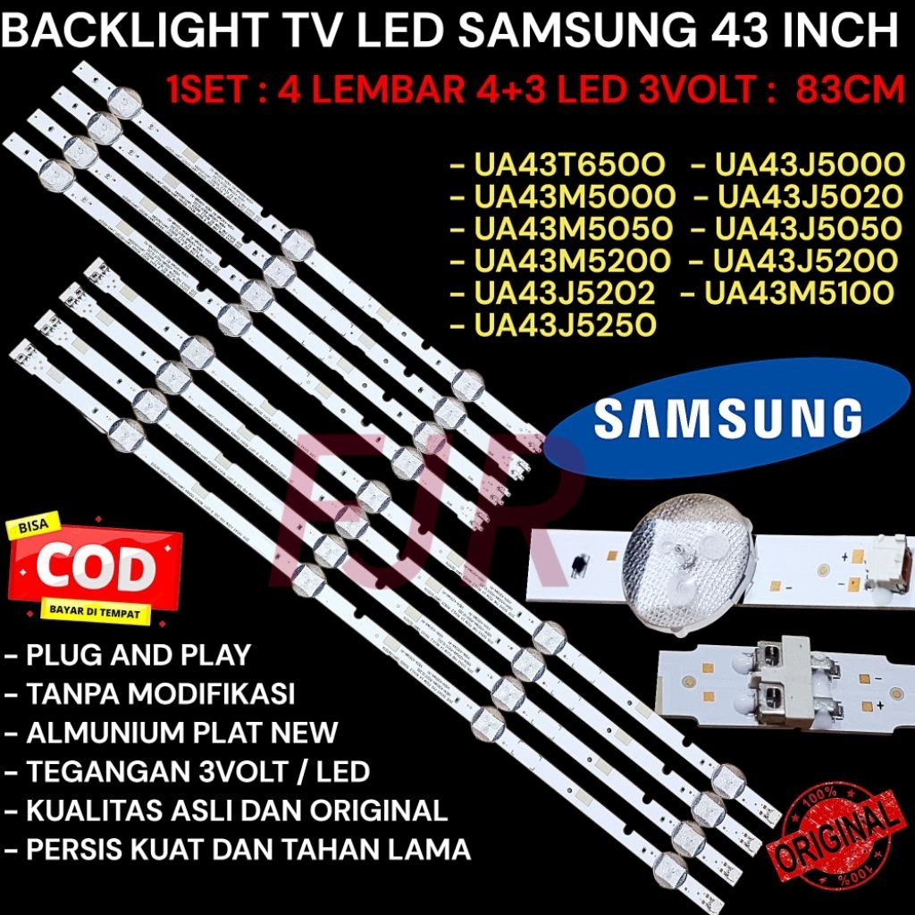 Jual BL LAMPU BACKLIGHT LED SAMSUNG 43 INCI UA43T650O - UA43J5000 ...
