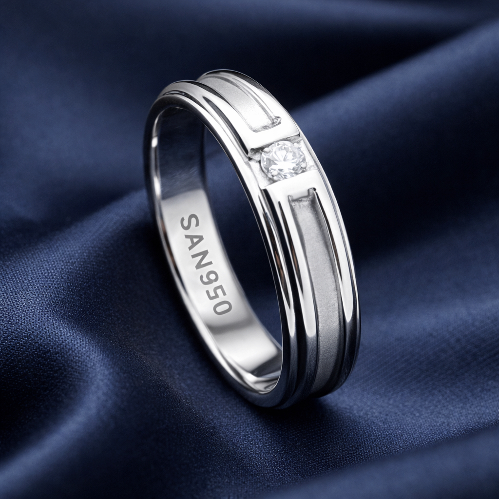 Jual Cincin Nikah Pria SAN950 P08 - Perak 950 Palladium Platinum Emas ...