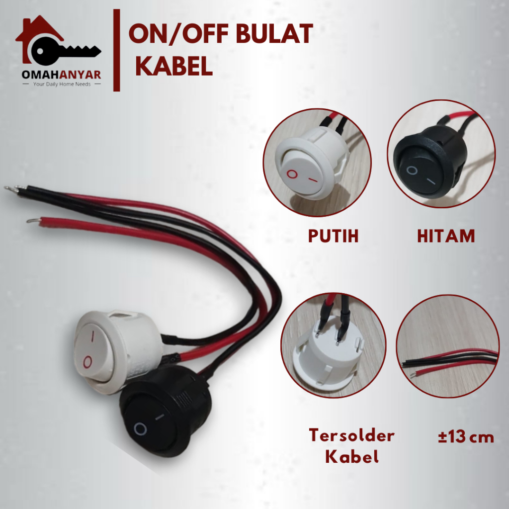 Jual Switch On Off Saklar On Off Bulat Hitam Putih 2 pin | Shopee Indonesia