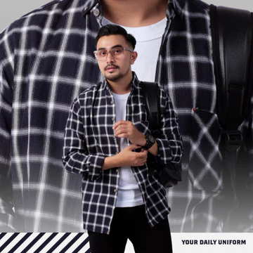 DGM Fashion Kemeja Pria Flanel Lengan Panjang Flannel 001 C