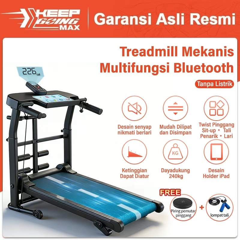 Treadmill Manual Multifungsi 16 in 1 Treadmill - Alat Fitness/Treadmill Yang Tidak Mengkonsumsi Baterai