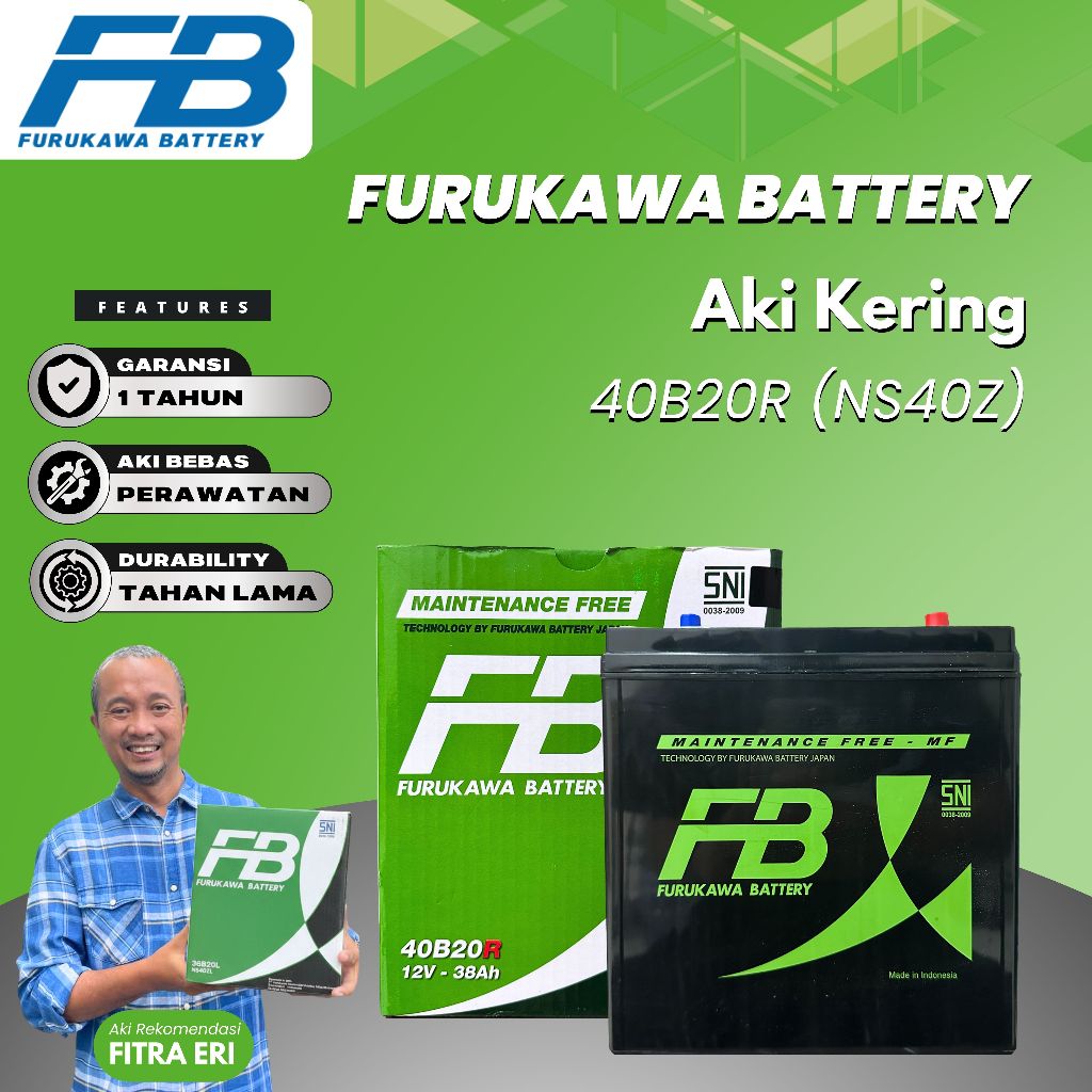 Furukawa Battery / FB Aki Kering Mobil Suzuki Carry Futura NS40Z / 40B20R - 12V / 38Ah INDOMOBIL