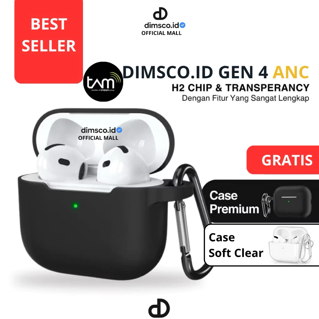 [GARANSI 1 TAHUN] TWS Bluetooth Gen 4 ANC Wireless Charging
